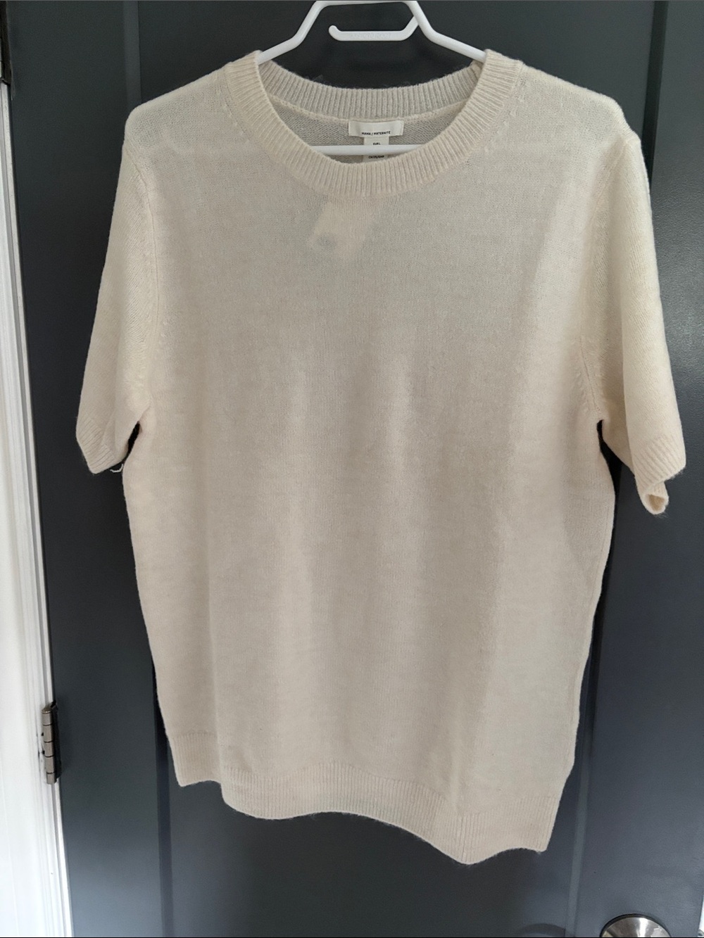 H&M MAMA Cream Short-Sleeve Knit Sweater